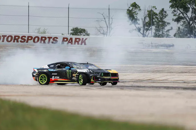 Two mustangs drifting at HMP
