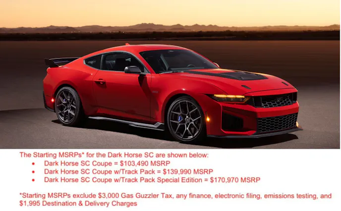 2026 Mustang Dark Horse SC Pricing Leak