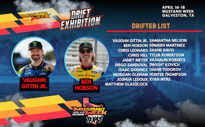 Drift Driver list for Mustang Week Texas