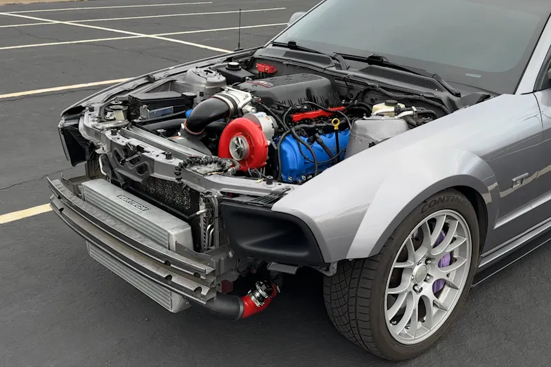 air-to-air intercooler on a Mustang