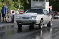 Fox Body on Drag strip during mustang week
